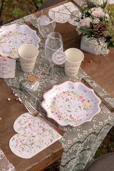 Assiette en carton mariage "merci Beaucoup" - Lot de 10