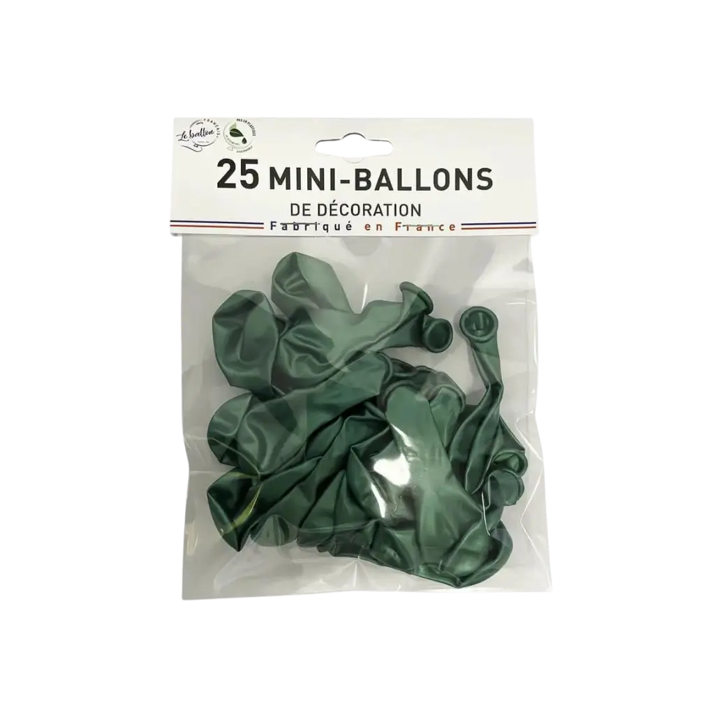 MINI BALLONS METALLIQUE VERT (lots de 25)