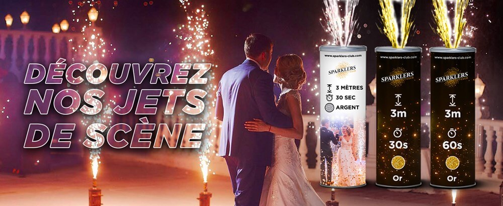 Jet de Scène Argent 2 Mètres 30 Secondes pour Mariage - Lot de 5