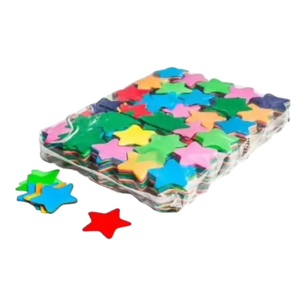 Sac 1KG confettis étoiles multicouleur - Ø 55 mm