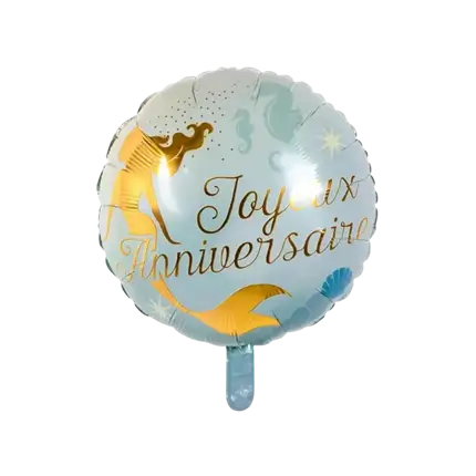 Ballon en aluminium Sirène "Joyeux Anniversaire" bleu