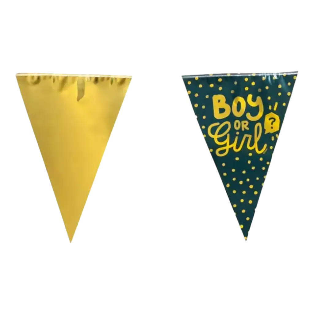 Guirlande fanions Boy or Girl noir et or 