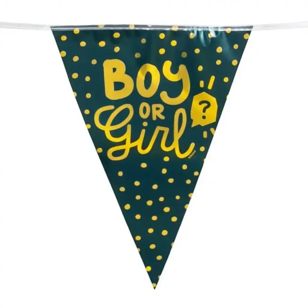 Guirlande fanions Boy or Girl noir et or 