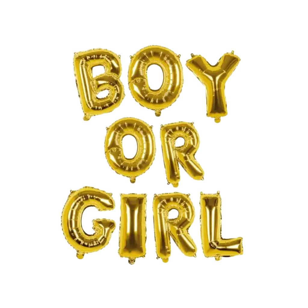 Guirlande ballons en aluminium "Boy or Girl" Or 