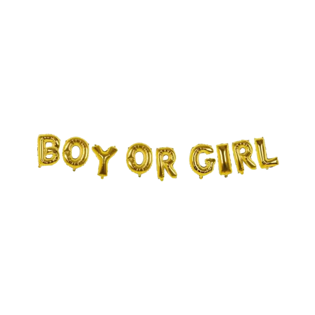 Guirlande ballons en aluminium "Boy or Girl" Or 