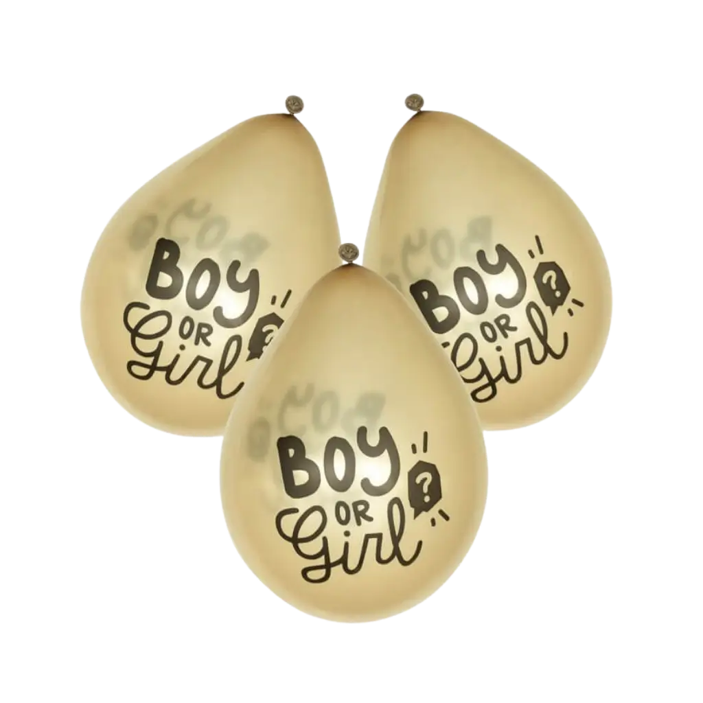 Ballons transparents écriture "Boy or Girl" noir (lot de 6) 