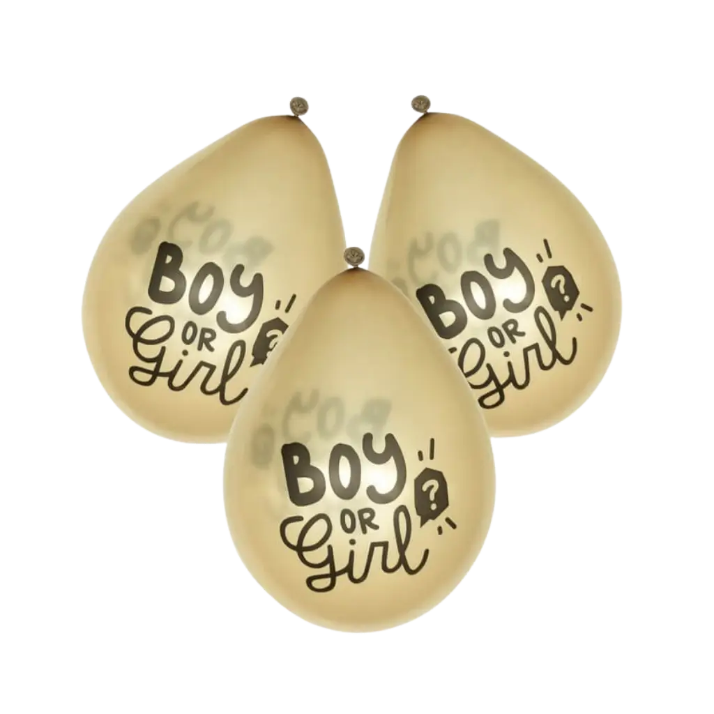 Ballons transparents écriture Boy or Girl noir (lot de 6) 