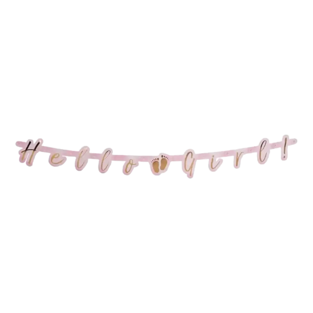 Guirlande rose de lettre en carton Hello Girl