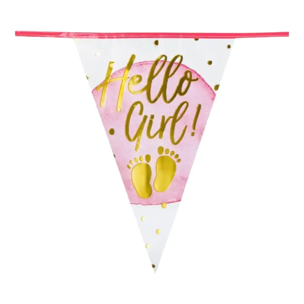 Guirlande de fanions aluminium &#39;Hello Girl!&#39;