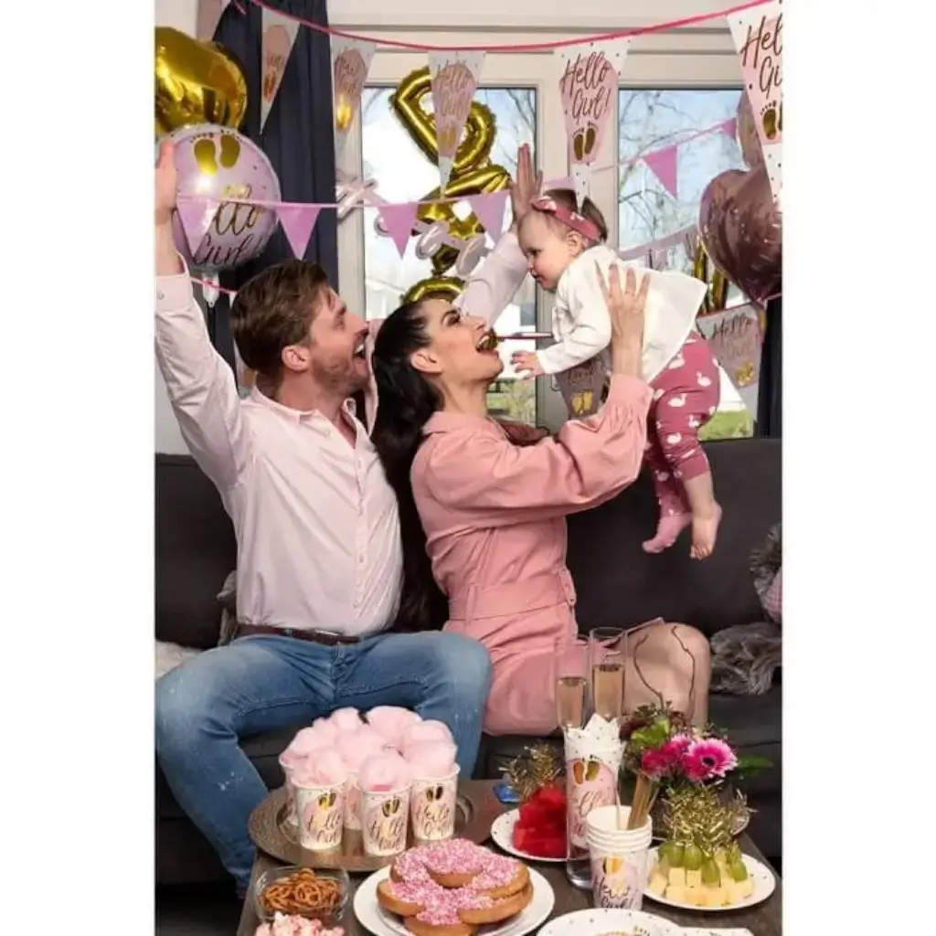 Assiettes en carton Hello Girl roses (lot de 10)