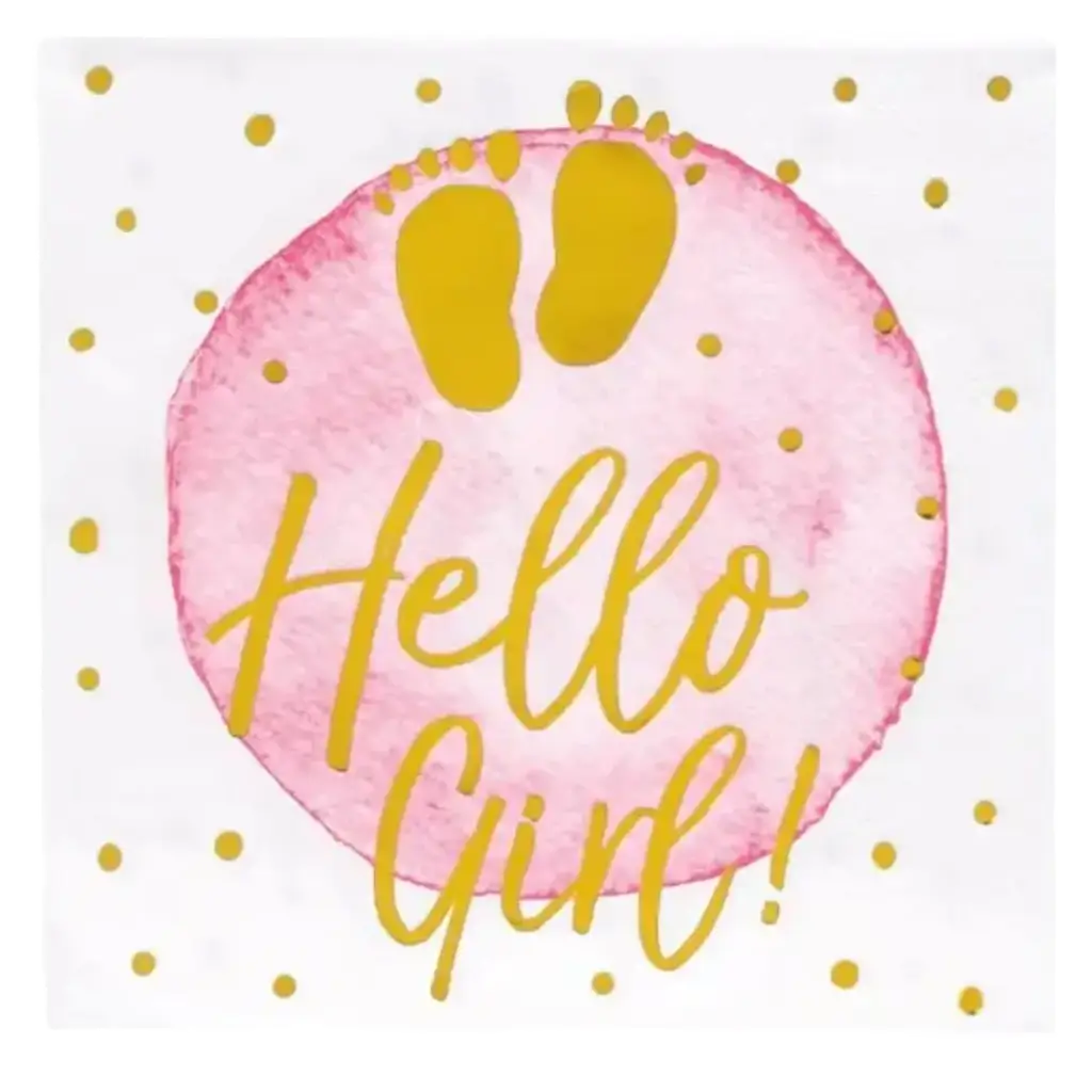 Serviettes en papier "Hello Girl" roses (lot de 20)