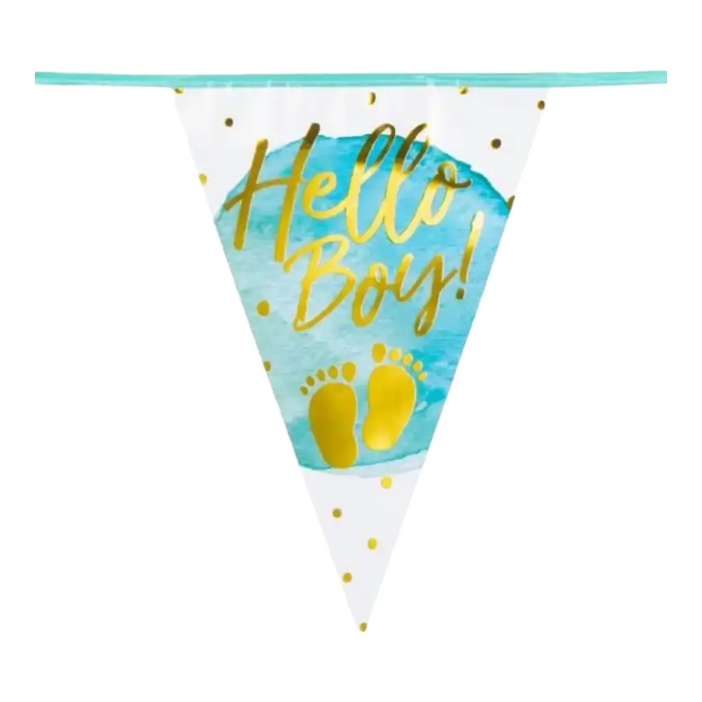 Guirlande de fanions aluminium &#39;Hello Boy!&#39;