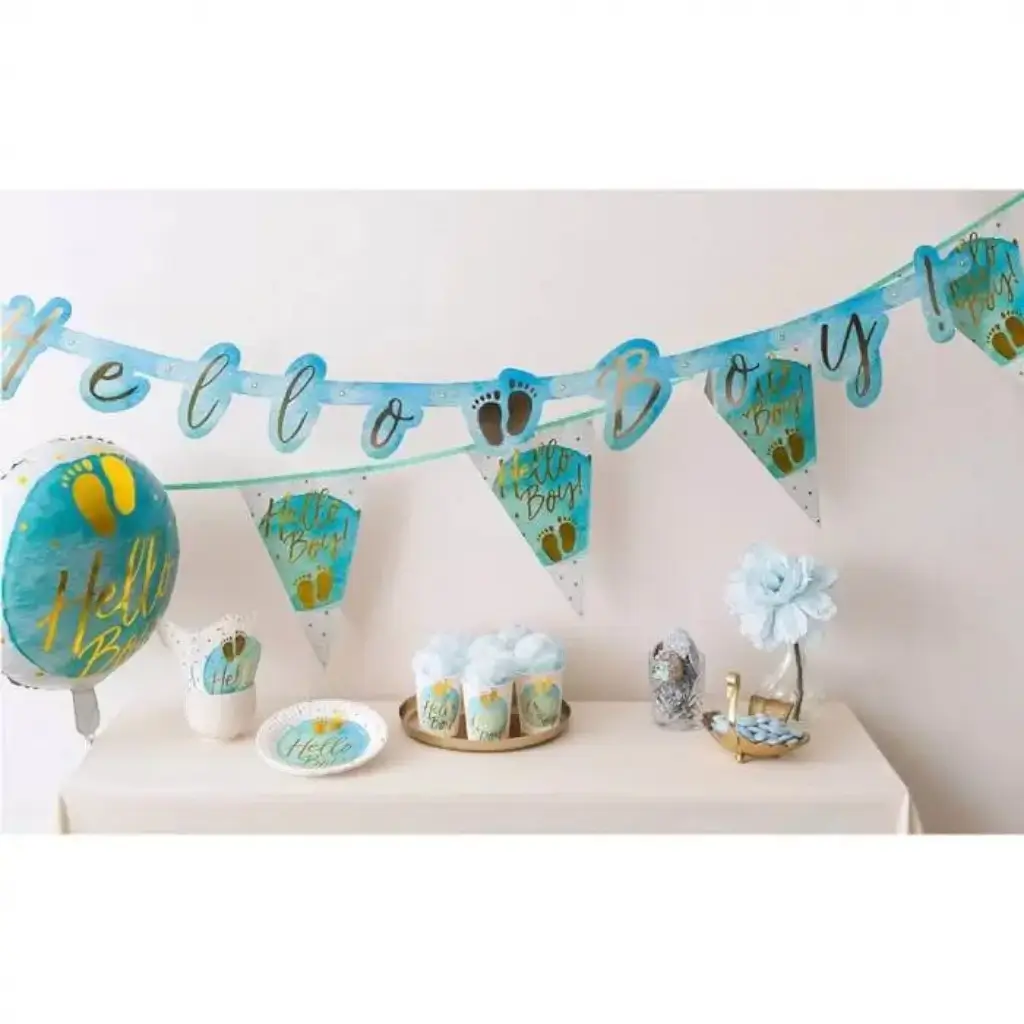 Assiettes en carton Hello Boy bleues (lot de 10)