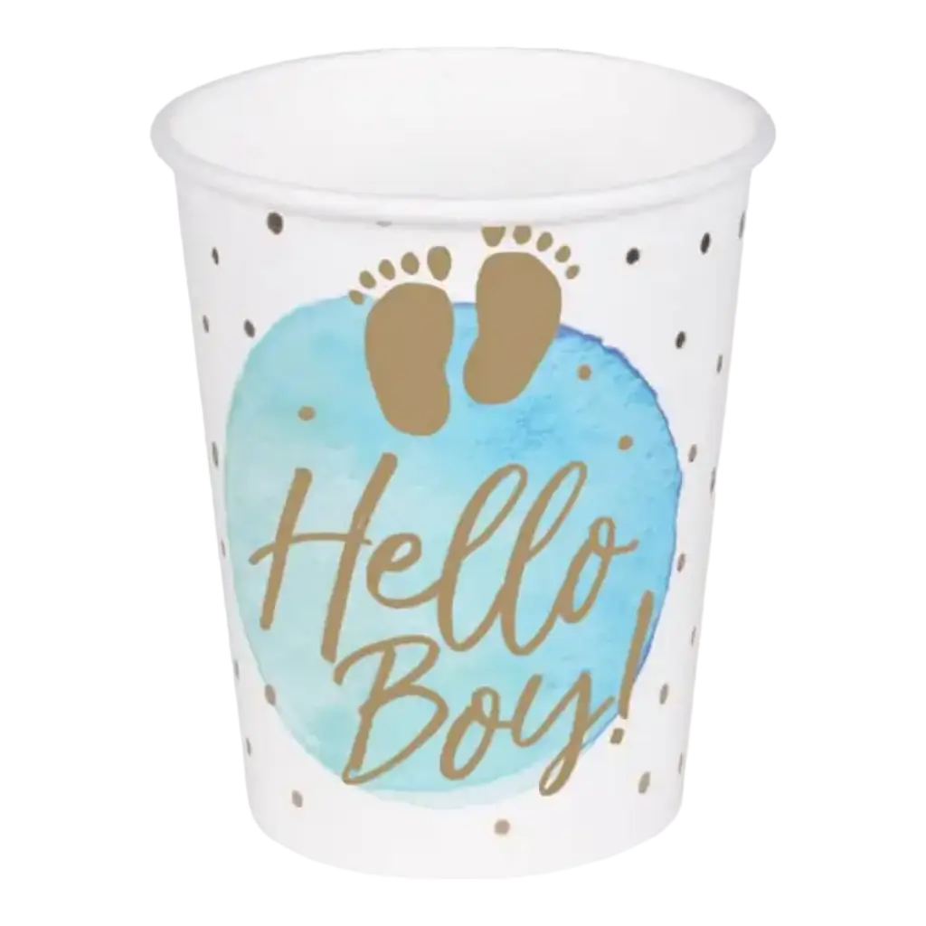 Gobelet en carton Hello Boy bleu(lot de 10)
