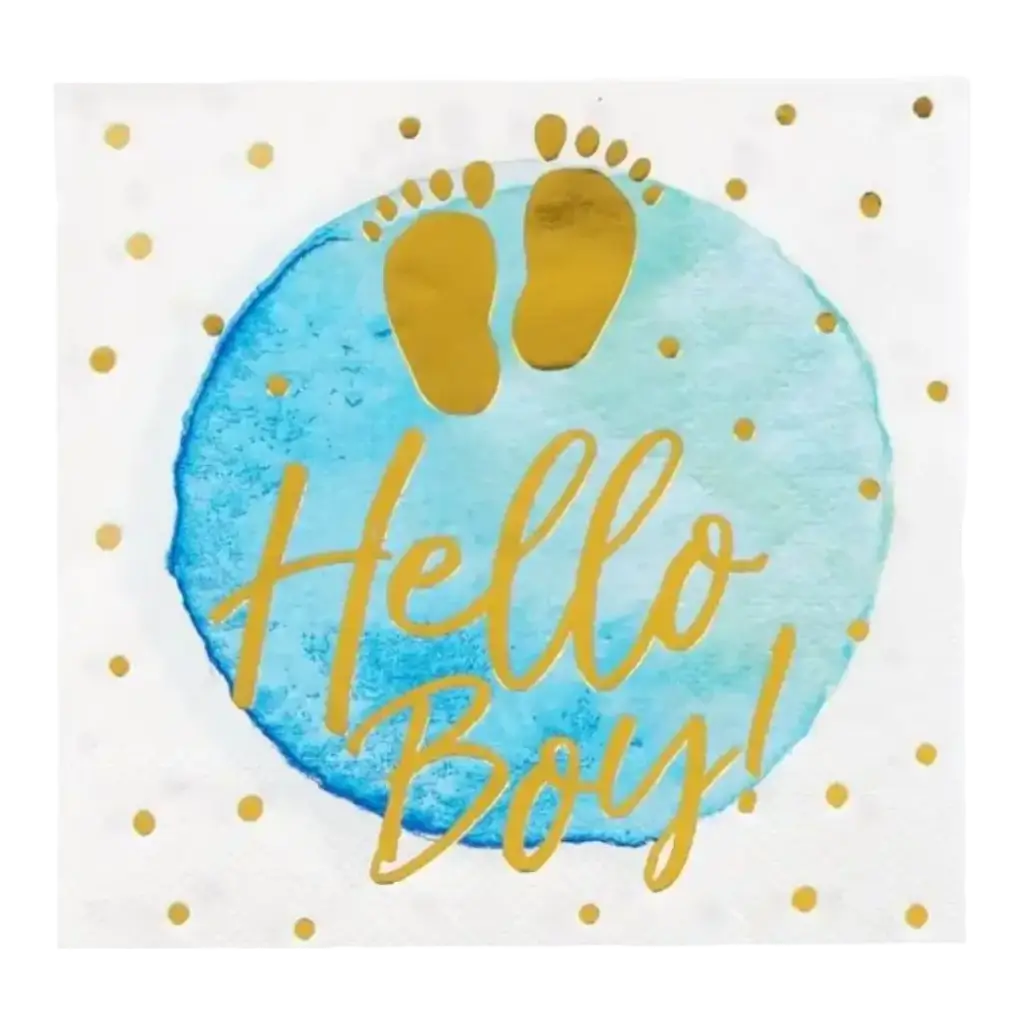 Serviettes en papier "Hello Boy" bleues(lot de 20)