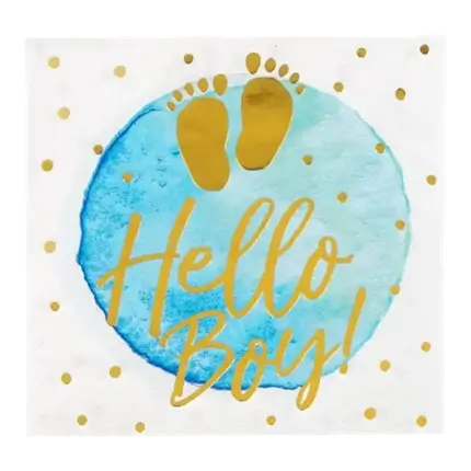 Serviettes en papier "Hello Boy" bleues(lot de 20)