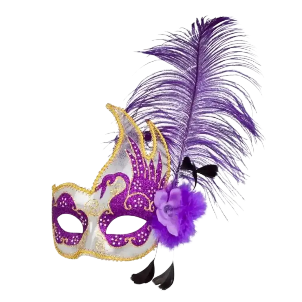 Loup Vénitiens à Plumes - Couleur aléatoire