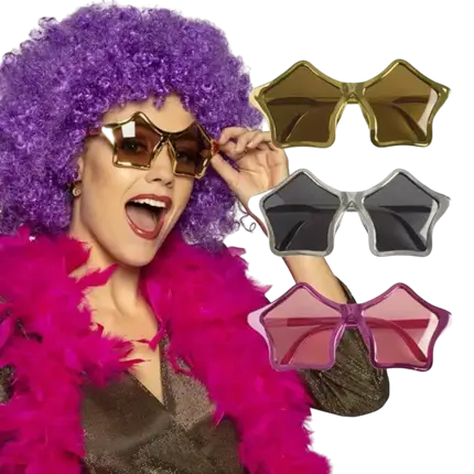 Lunettes Soleil étoiles - Lot De 2 (or Et Argent), PC, Fantaisie Fête, Plage, Déguisement