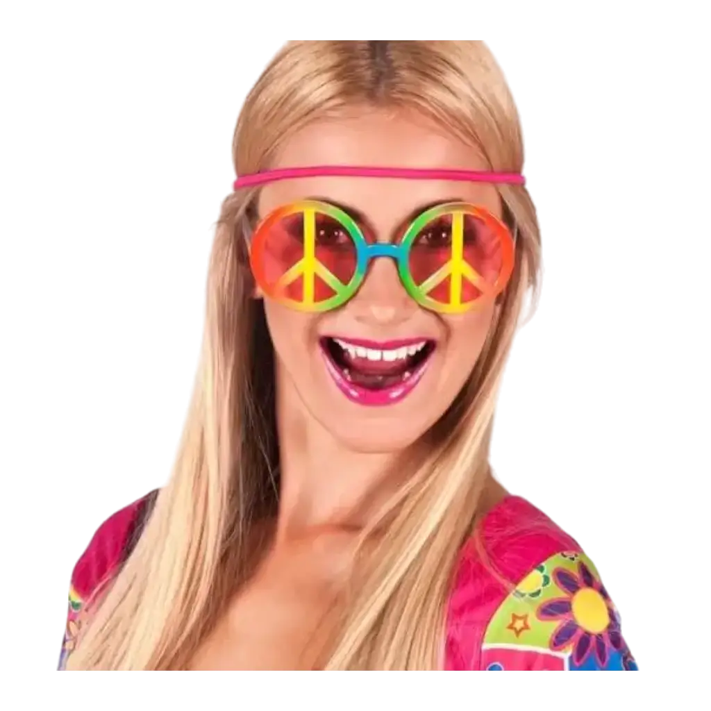 Lunettes Hippie tricolore avec verres roses 