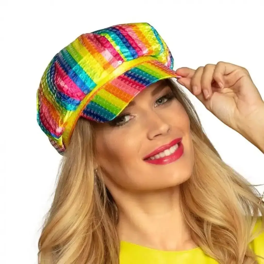 Casquette Rayée Multicolore à Paillette 