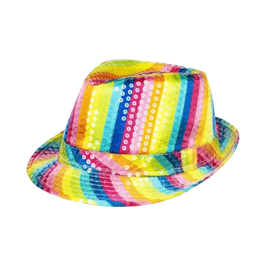 Chapeau Rayée Multicolore à Paillette 
