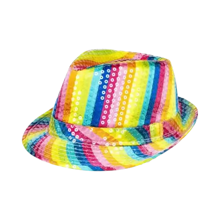 Chapeau Rayée Multicolore à Paillette