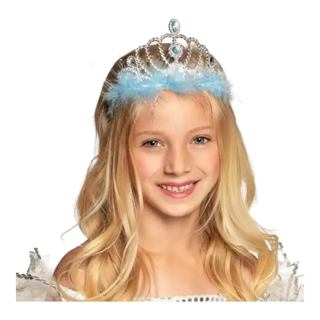 Couronne de Princesse avec Plumes Bleues