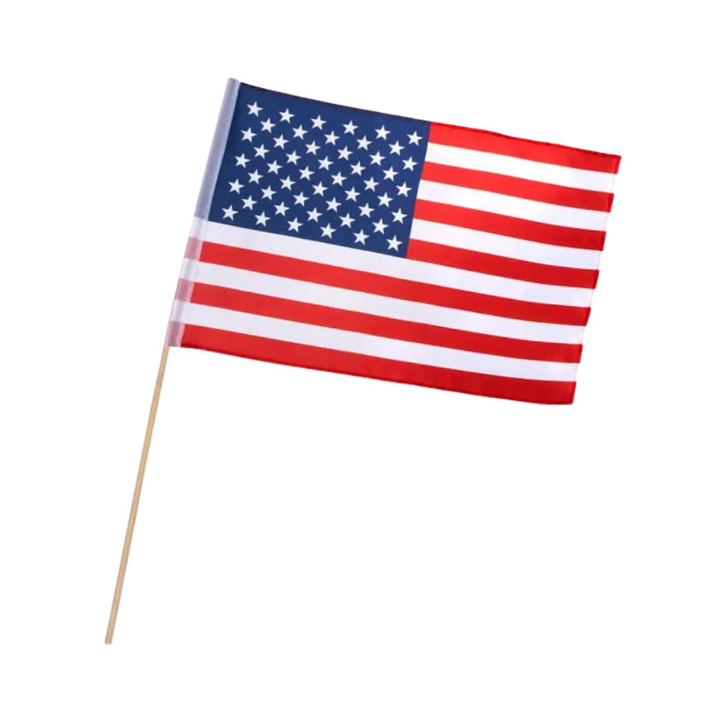 Drapeau des Etats-Unis avec baguette (30x45cm)