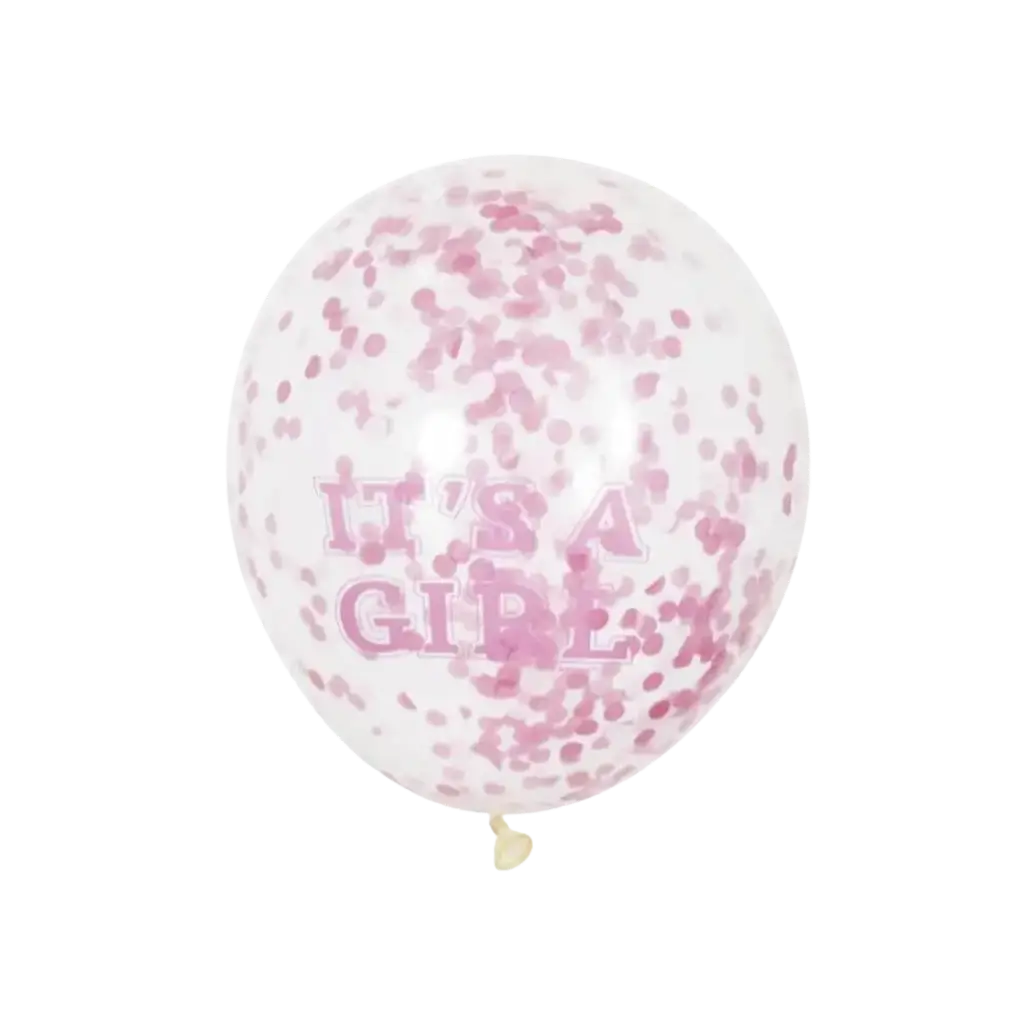 Ballon Transparent avec Confettis Rose x6- Its a Girl - 30cm