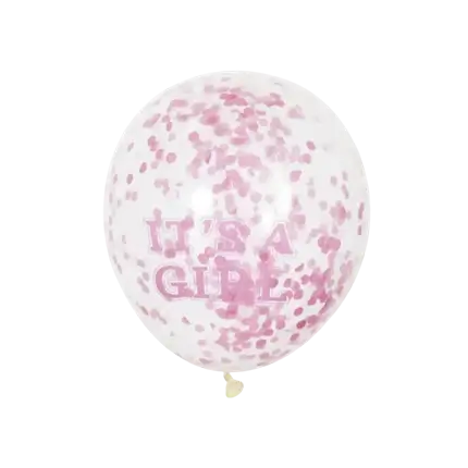 Ballon Transparent avec Confettis Rose x6- Its a Girl - 30cm