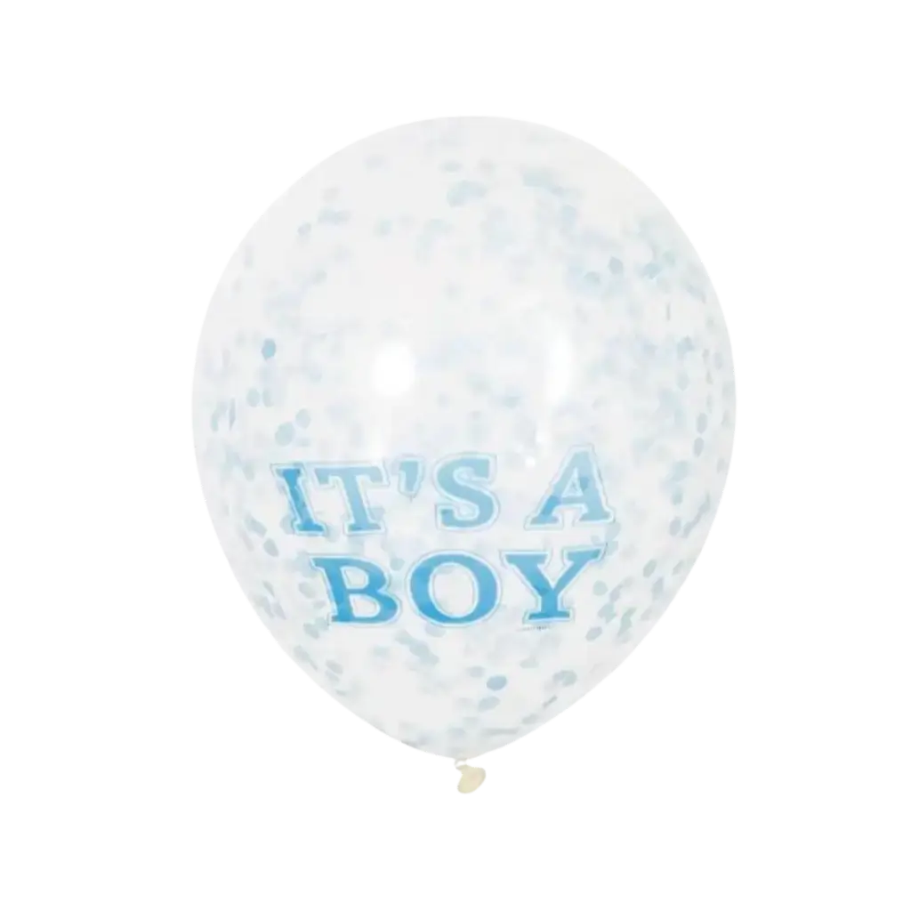 Ballon Transparent avec Confettis Bleu x6- Its a BOY- 30cm