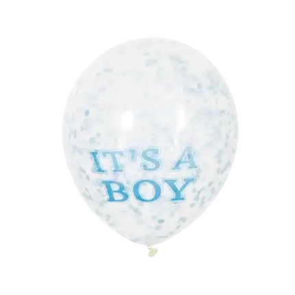 Ballon Transparent avec Confettis Bleu x6- Its a BOY- 30cm