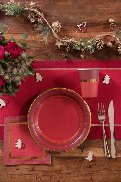 Gobelet en papier Noël chic - Rouge/Or - Lot de 10 : Vaisselle Jetable  Noël sur Sparklers Club