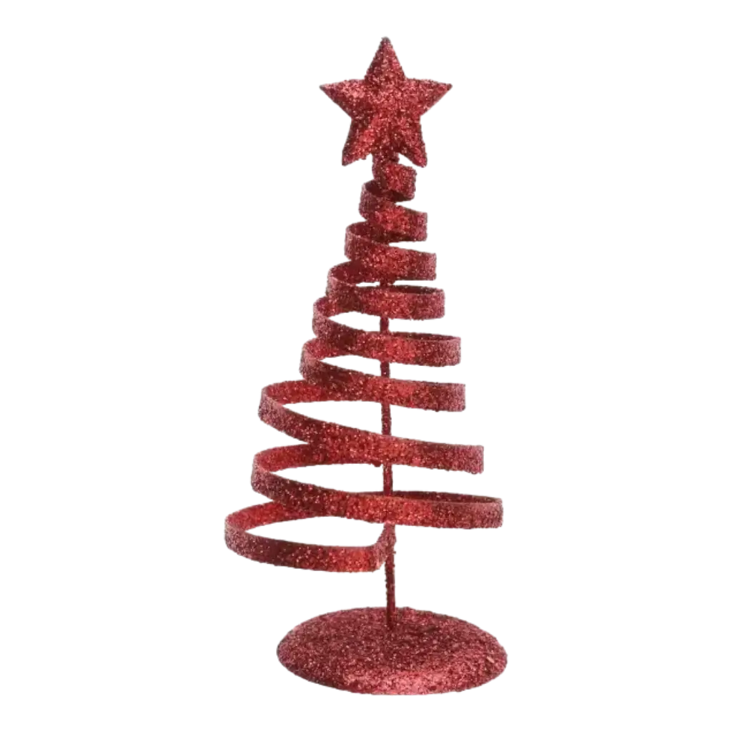 Sapin Spirale Rouge en Métal - Déco de table - 6.5 x 14 cm