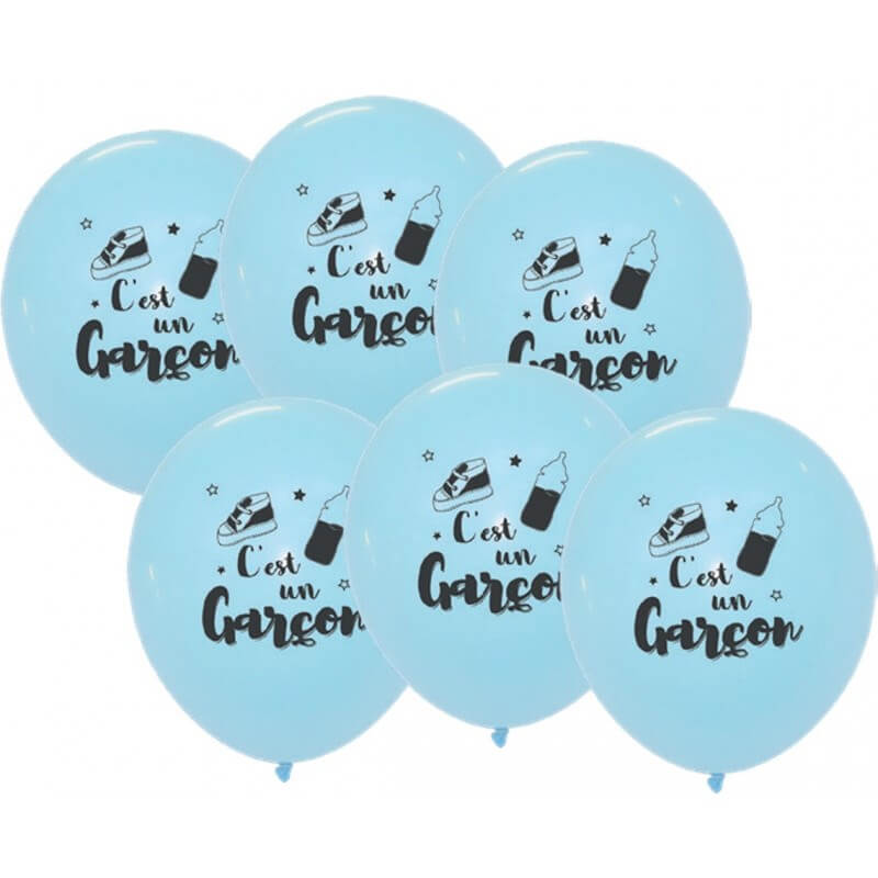 Ballons Bleu - C'est Un Garçon - 30cm - Lot de 6