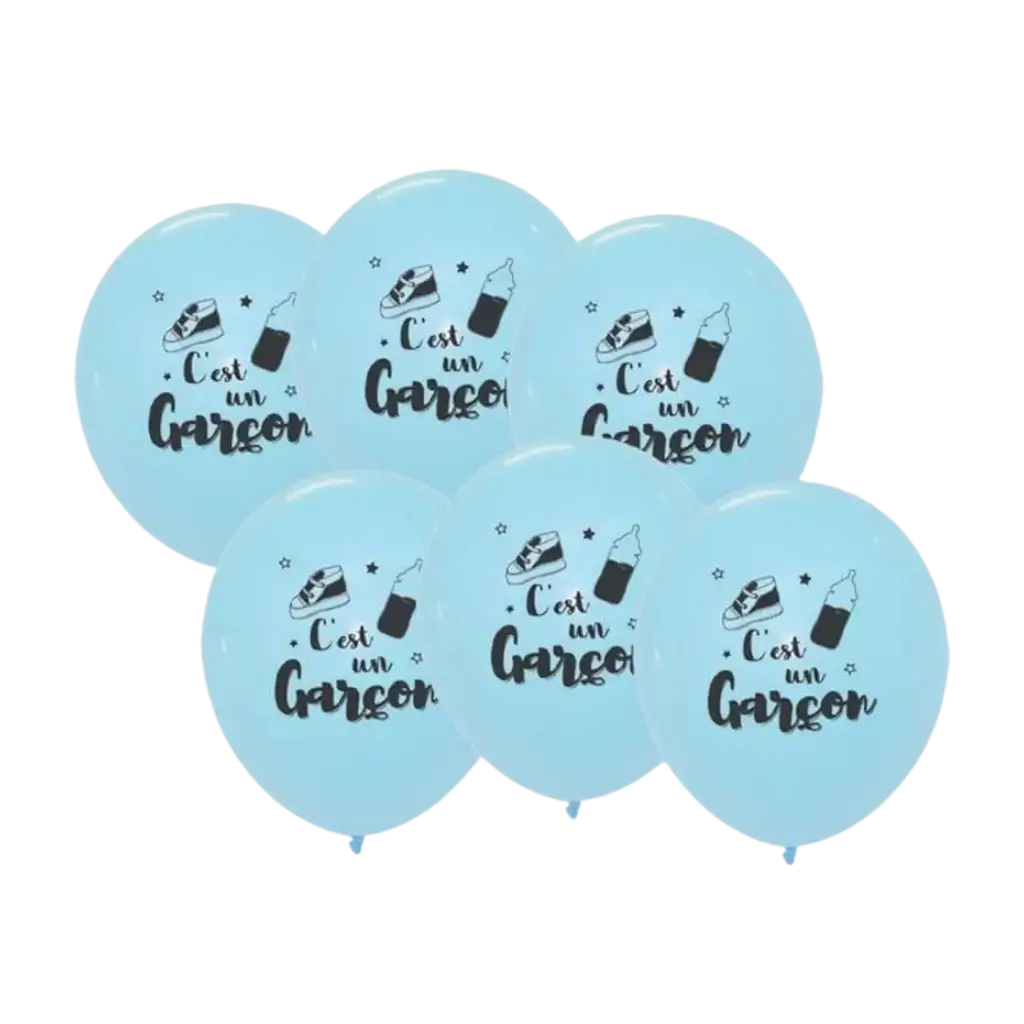 Ballons Bleu - C&#39;est Un Garçon - 30cm - Lot de 6