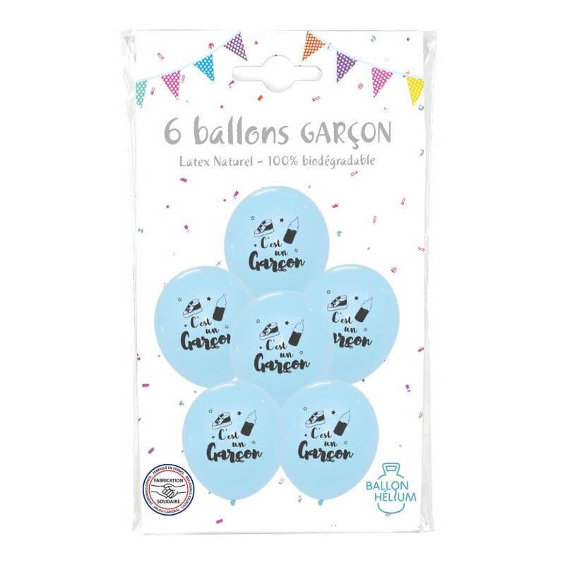 Ballons Bleu - C'est Un Garçon - 30cm - Lot de 6