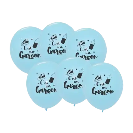 Ballons Bleu - C'est Un Garçon - 30cm - Lot de 6