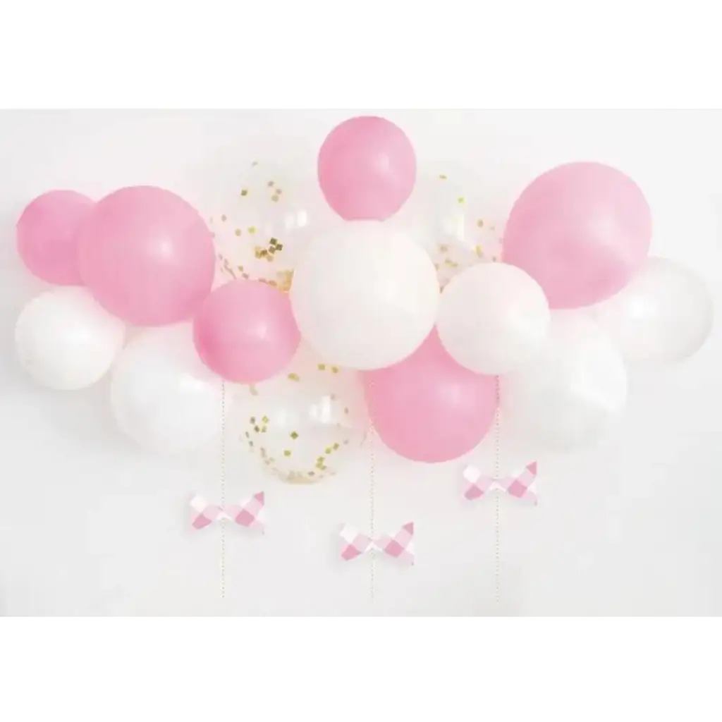 Kit Ballons pour Arche - Rose/Blanc/Transparent 