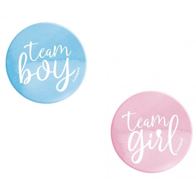 10 Badges Team Girl / Team Boy - Goodies Gender Reveal