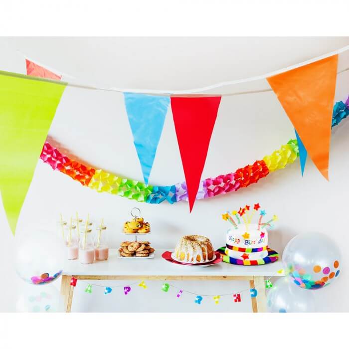 Decoration anniversaire : guirlande happy birthday multicolore