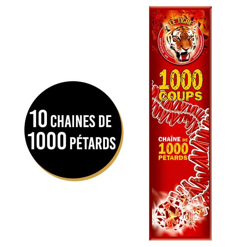 PÉTARDS LE TIGRE ® 1000 COUPS - 10 chaînes de 1000 pétards