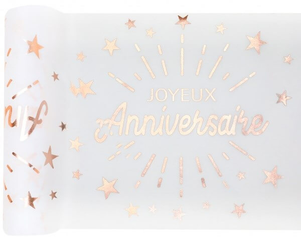 Moorle Geburtstag Tischläufer 180x33cm - Rose Gold Tischdeko Für Partys