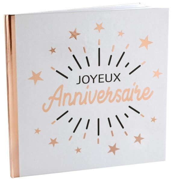 Livre d'Or Joyeux Anniversaire Métallisé Or Rose
