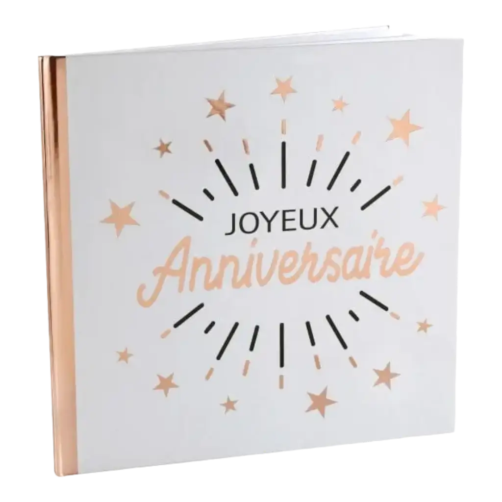 Livre d&#39;Or Joyeux Anniversaire Métallisé Or Rose