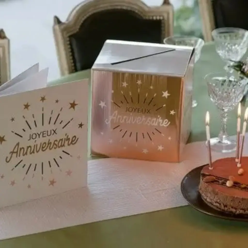 Livre d&#39;Or Joyeux Anniversaire Métallisé Or Rose