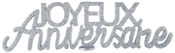 Lettres pailetées "Joyeux Anniversaire" - Argent-32x2.5x9 cm