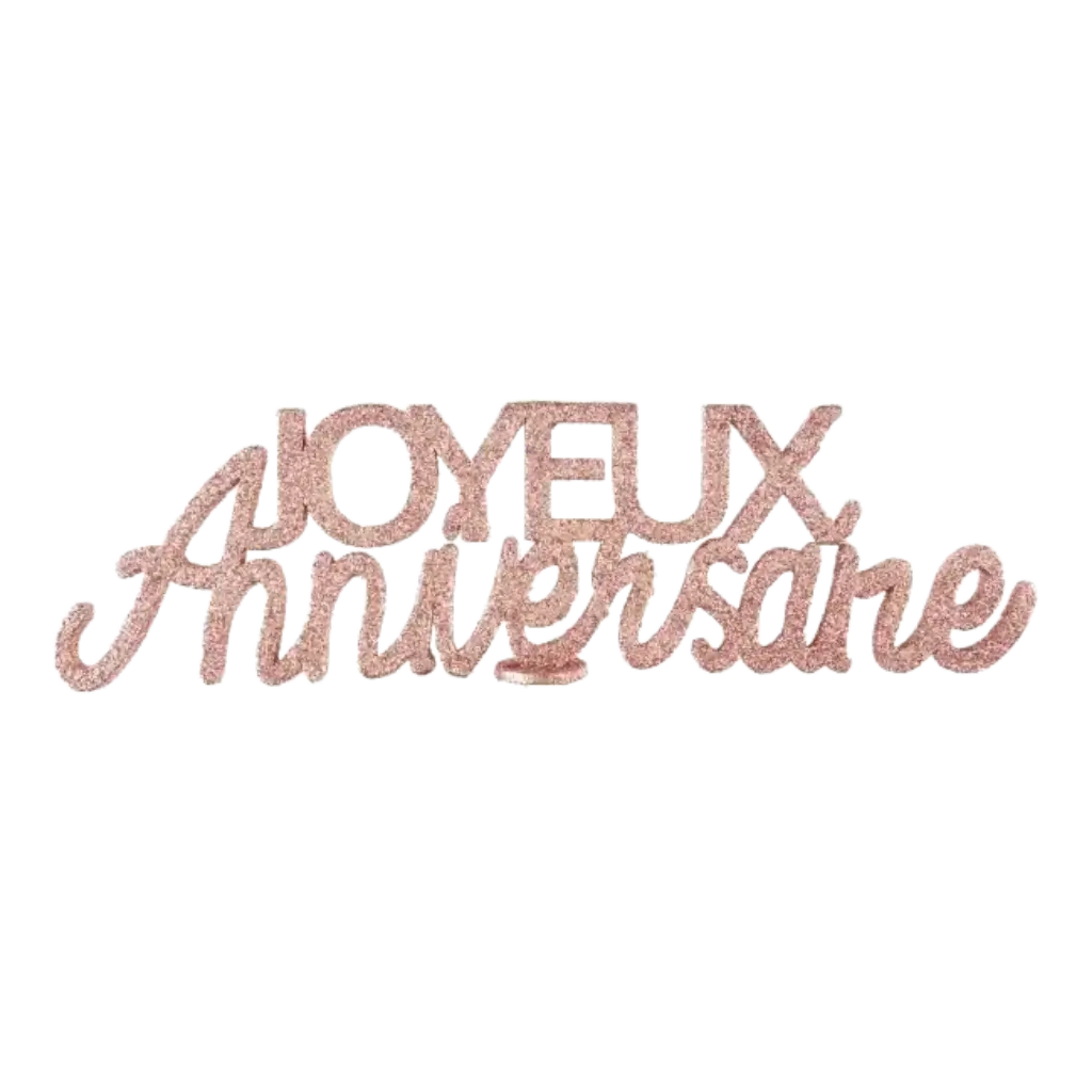 Lettres pailetées Joyeux Anniversaire-Or Rose-32x2.5x9 cm