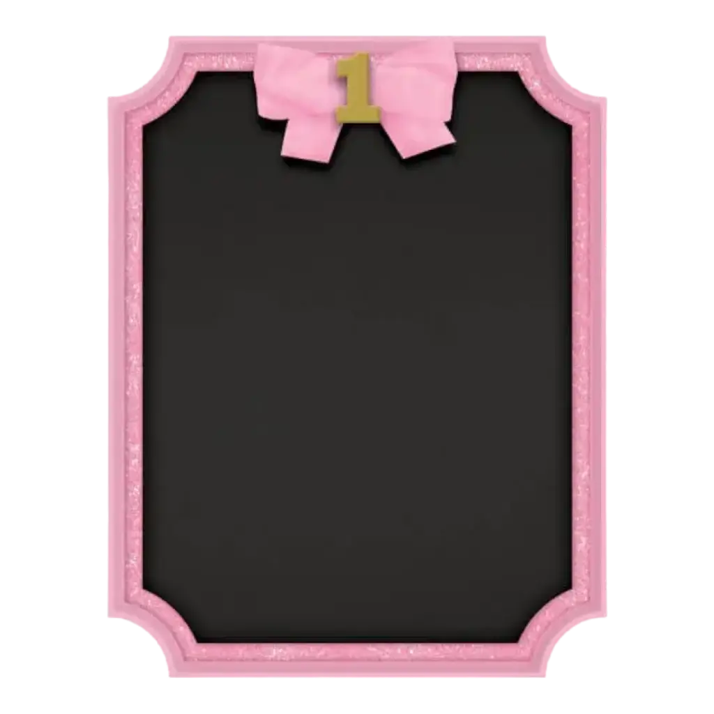 Tableau noir 1st Birthday avec contour rose 23x18cm