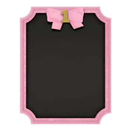 Tableau noir 1st Birthday avec contour rose 23x18cm
